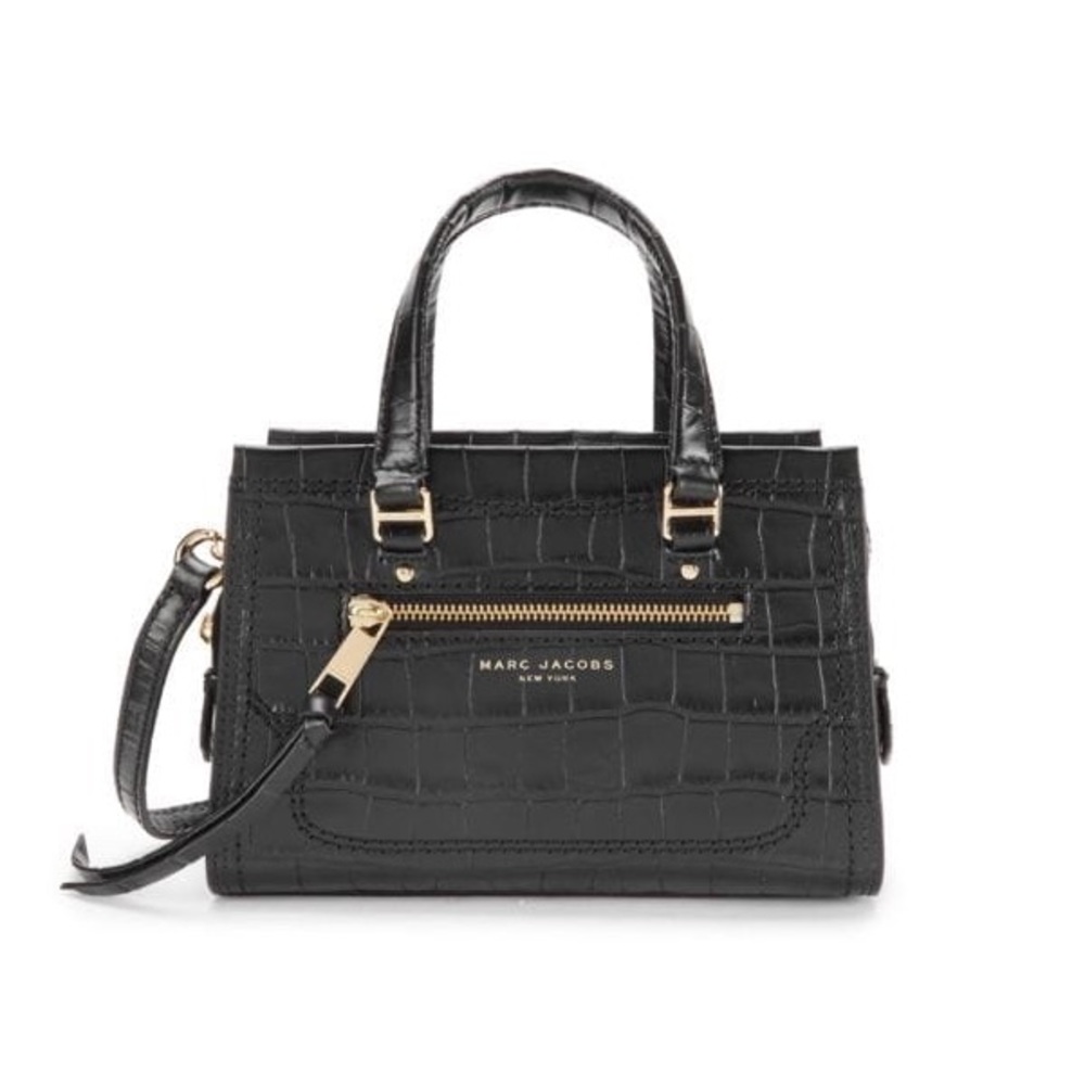 Marc Jacobs Mini Cruiser Croc-Embossed Leather Satchel